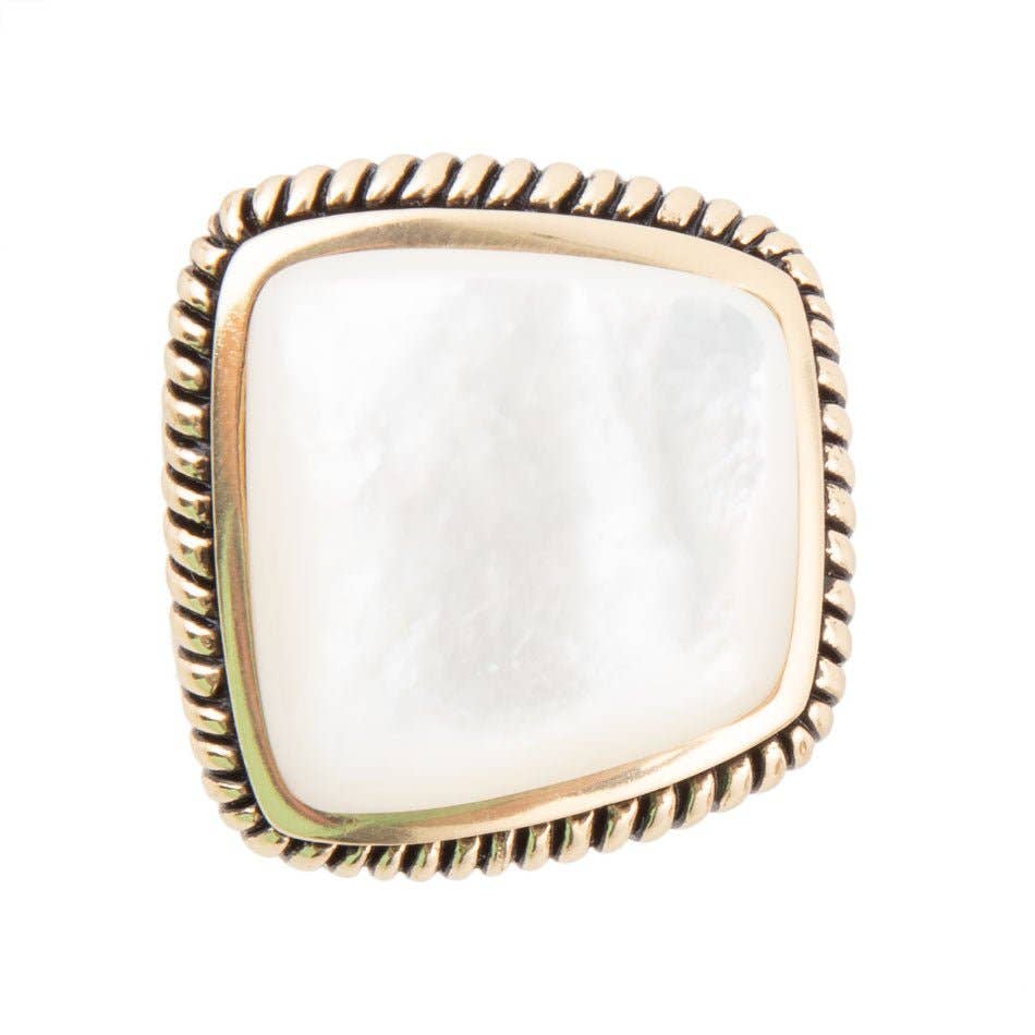 'Barse' Roped Mother of Pearl Statement Ring