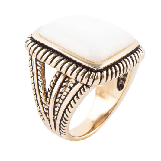 'Barse' Roped Mother of Pearl Statement Ring